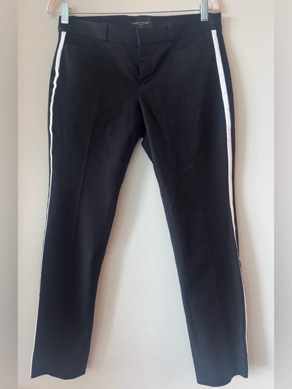 Banana Republic Black Dress Pants with White Side Stripes